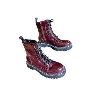 Sincerely Jules Harley Purple Patent Leather Combat Boots 8.5M moto cute goth